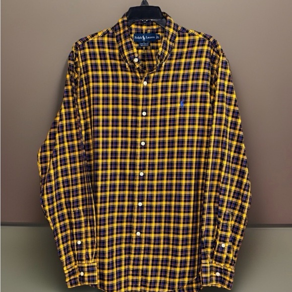 Ralph Lauren Other - Ralph Lauren Men's Checkered Shirt in Yellow and Navy-L-EUC